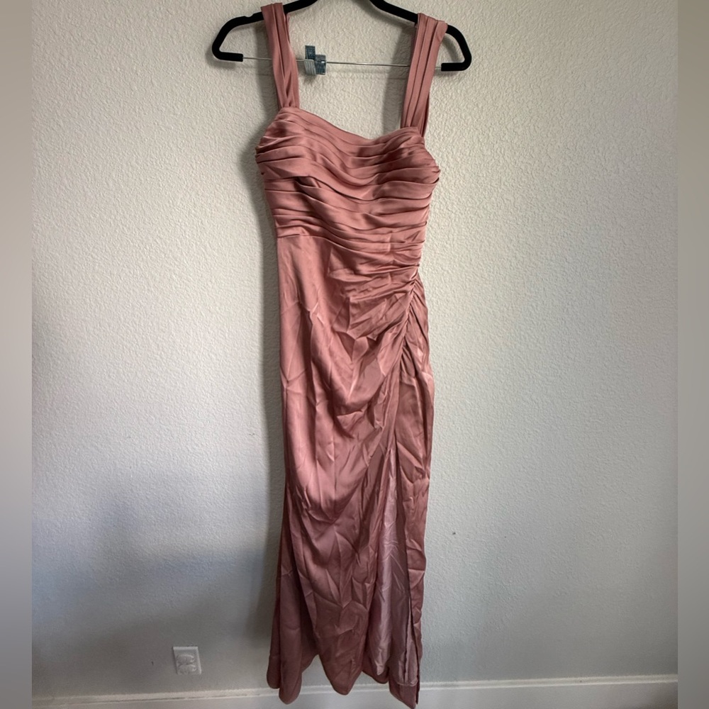 Azazie jesaphine dusty rose size 8 stretch satin formal dress - Picture 2 of 7